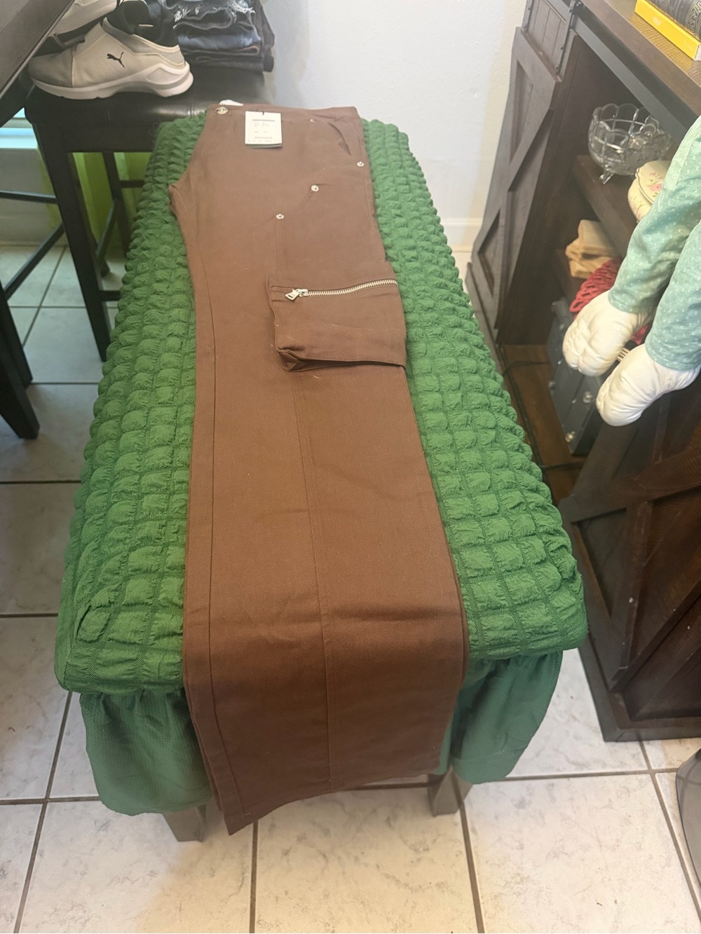 Men's Brown Cargo Pants with Zip Pocket